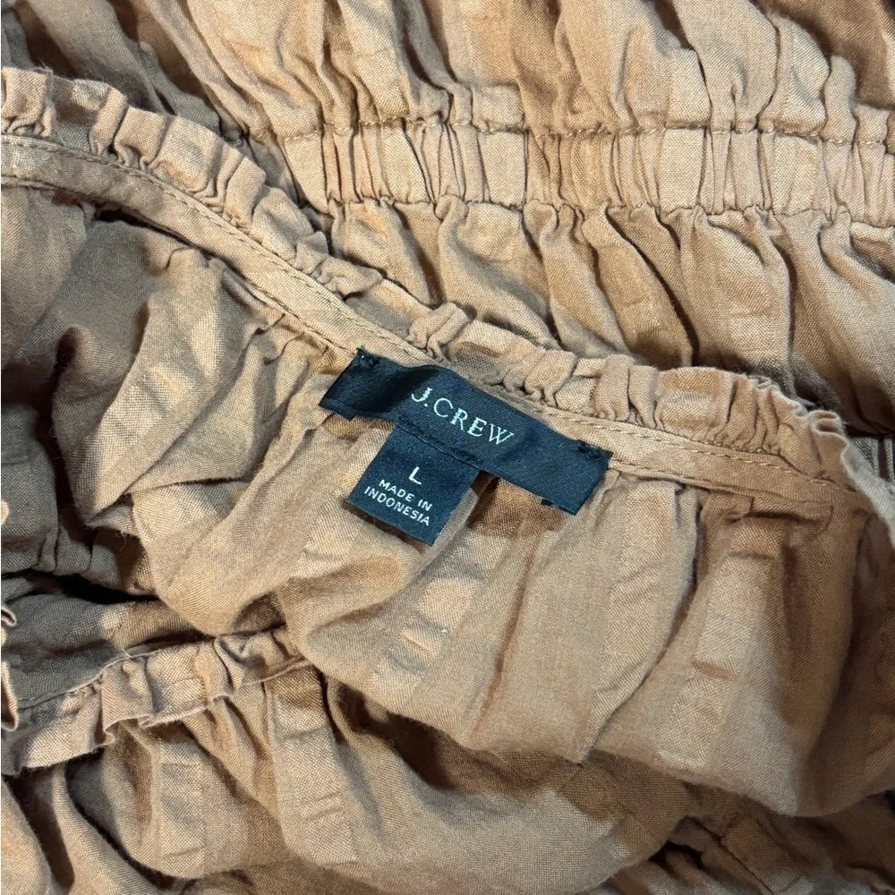 J.CREW Re-Imagined Brown Smocked Peplum Blouse | Size L
